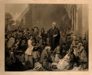 Social gospel preaching John_Wesley_preaching